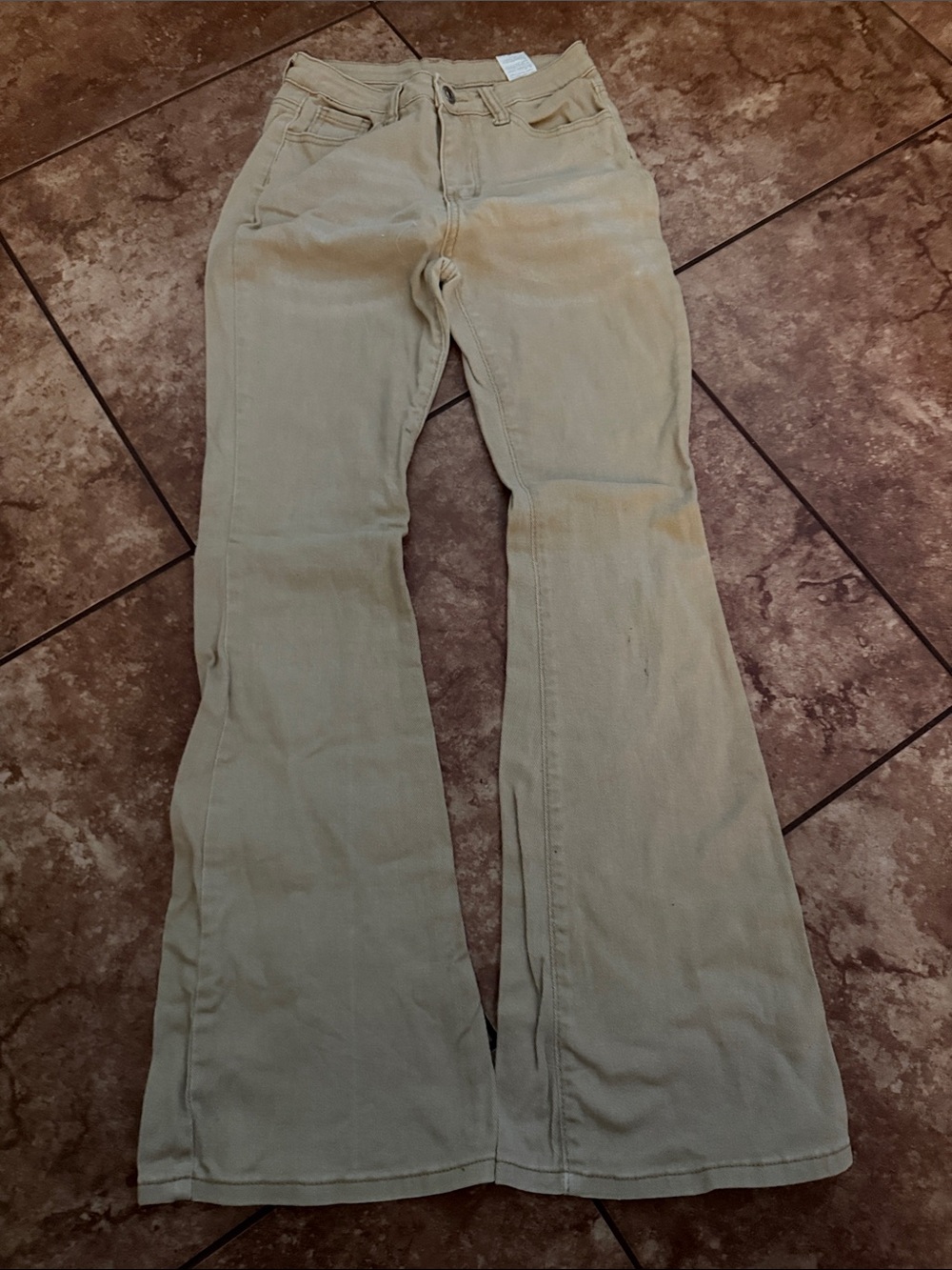SHEIN Light Khaki Flared Jeans